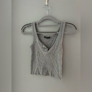 John Galt Silver Henley Tank Top